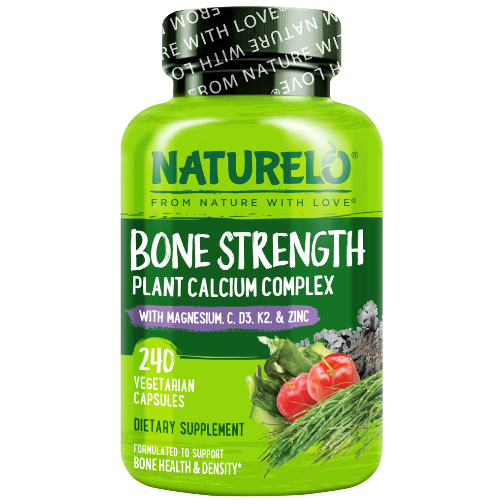 NATURELO Calcium 600mg with Vitamin D3 for Bone Strength - 240 Capsules