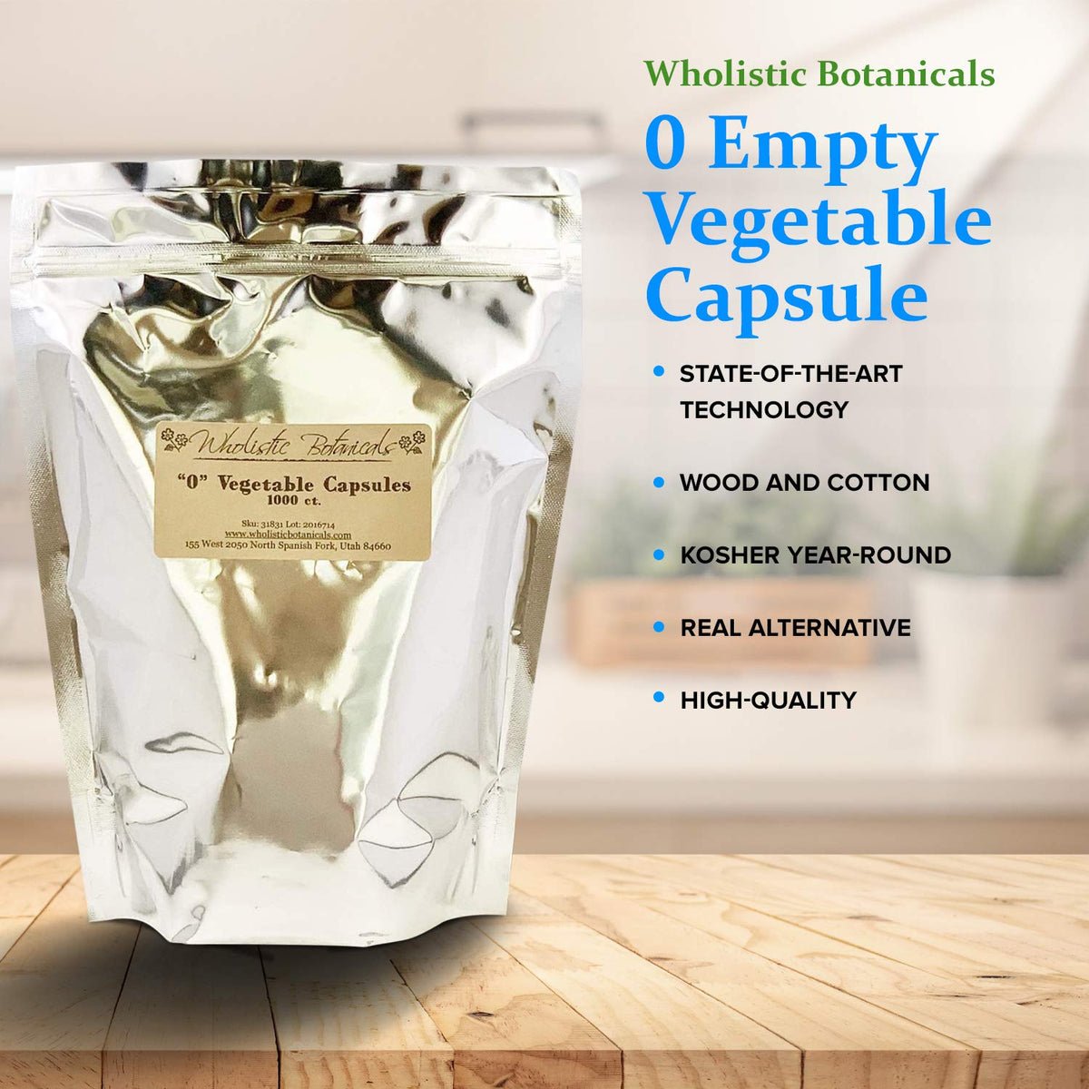 Wholistic Botanicals Size 0 Empty Vegetable Capsules - 1000 Count - image 2