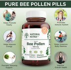 Natural Nutra Bee Pollen 500 mg Vitality Support - 100 Tablets - image 3