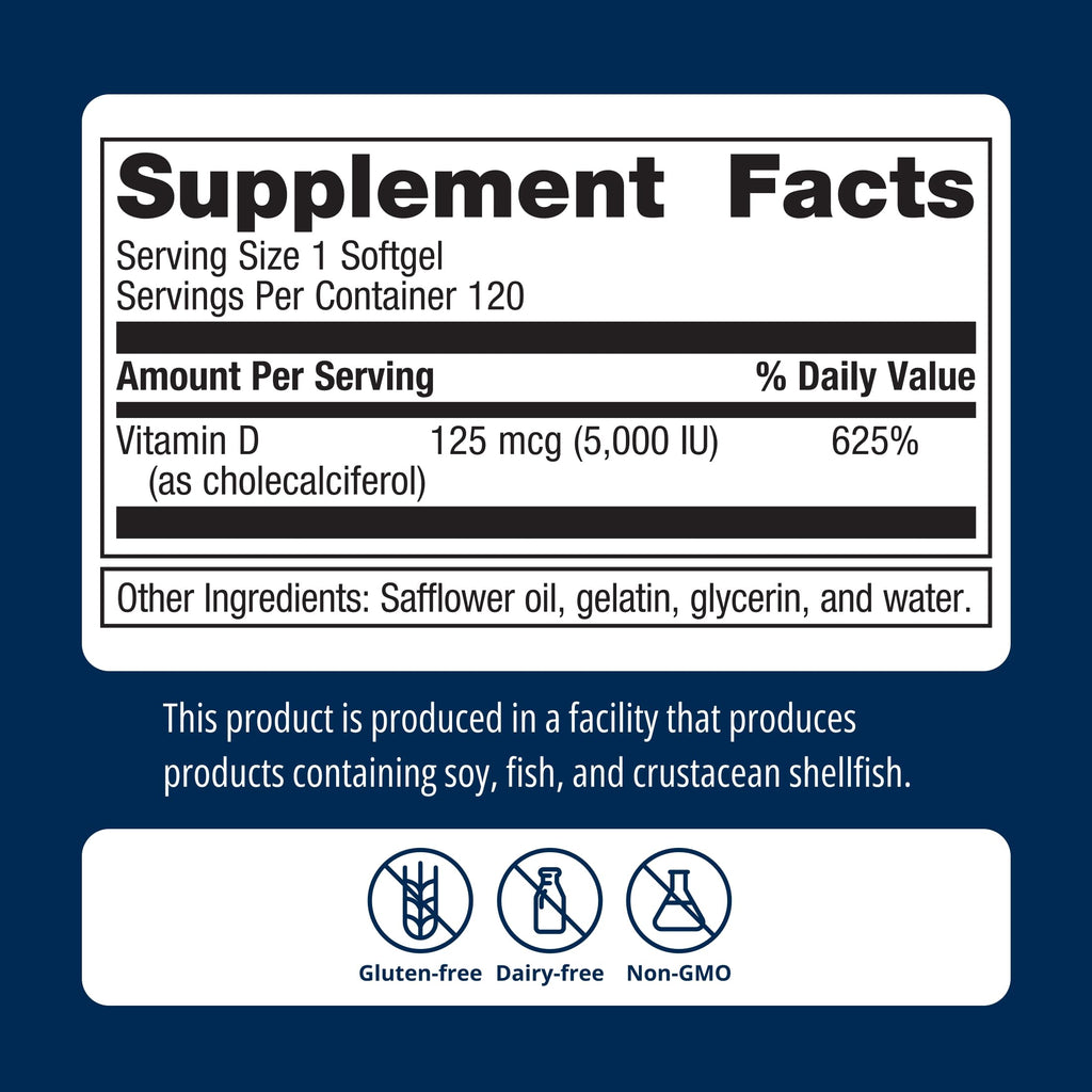 Metagenics Vitamin D3 5000 IU Immune Support - 120 Softgels - image 6