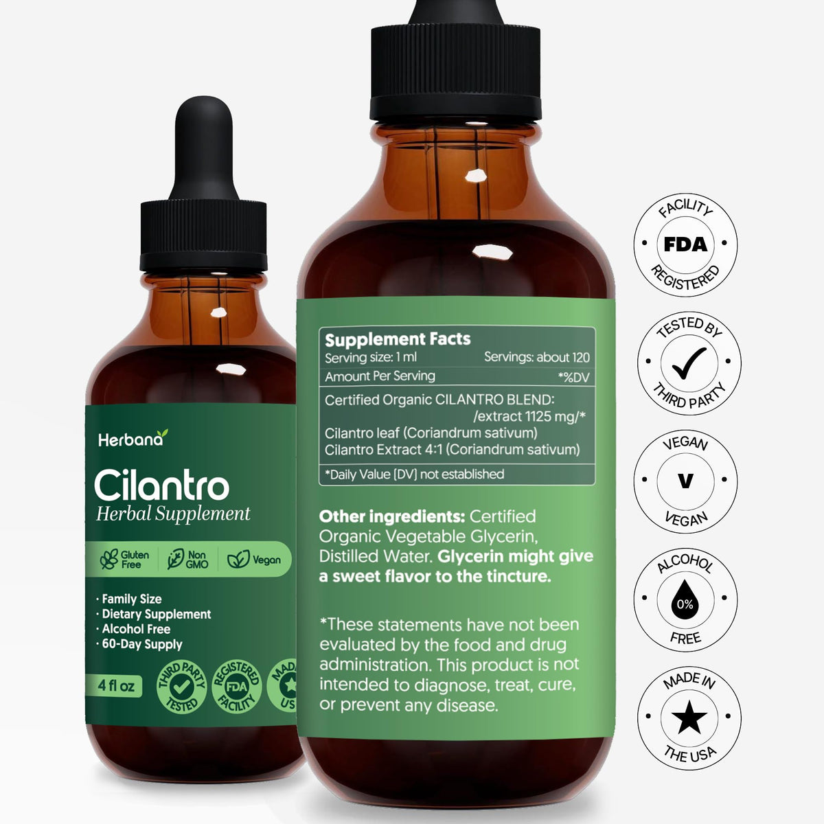 HERBANA MANUFACTURING Cilantro Leaf Liquid Extract Tincture - 4 FL OZ - image 3