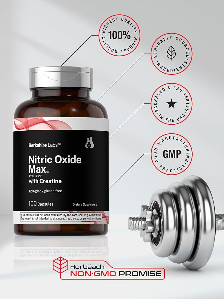 Horbäach Nitric Oxide Supplement with Creatine - 100 Capsules - image 6