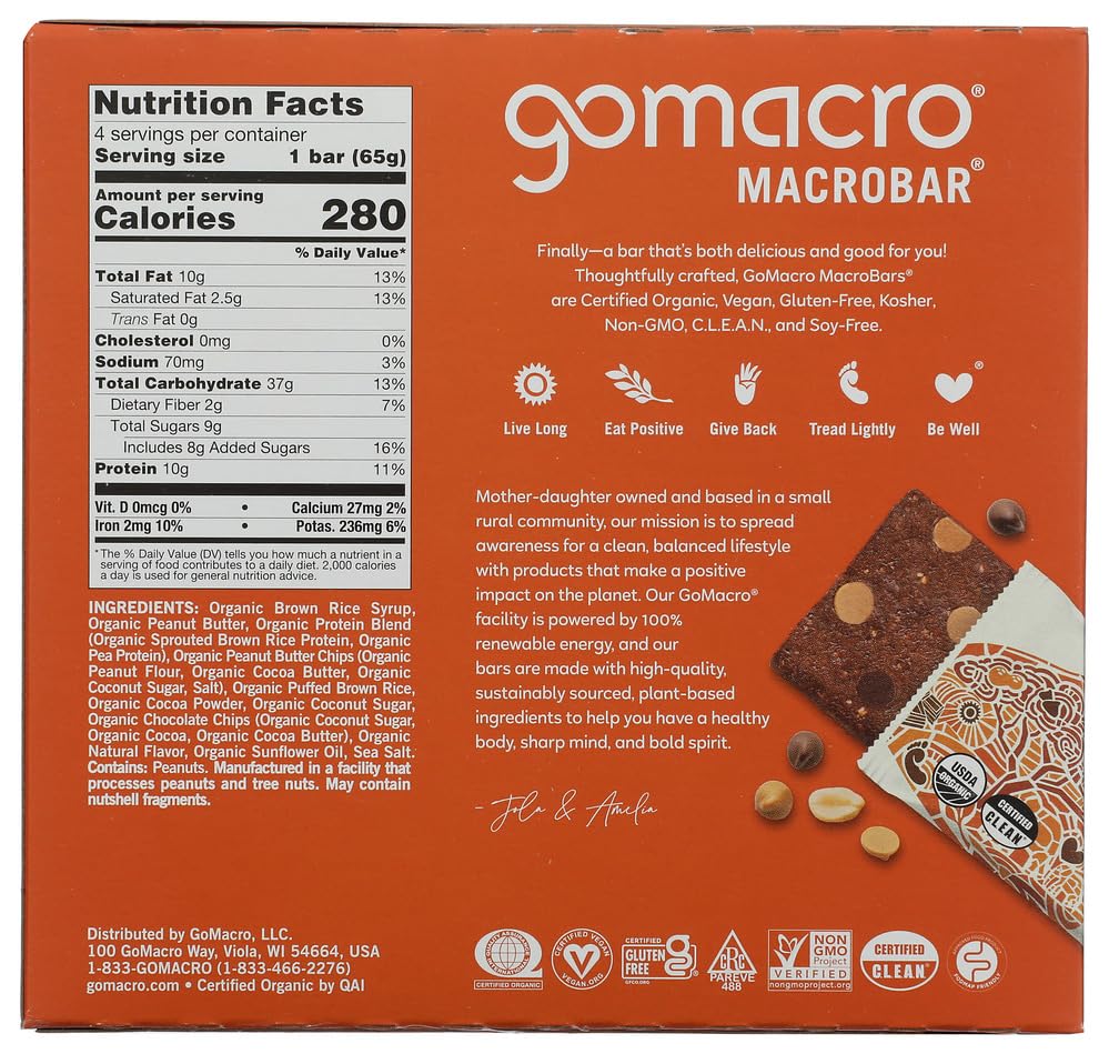 GoMacro Energy Bar Double Chocolate Peanut Butter Organic - 4 Pack - image 2