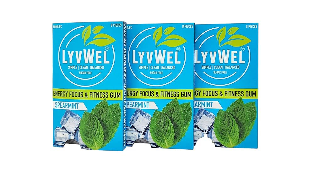 LyvWel Energy Gum 80mg Caffeine Spearmint - 24 Count - image 3