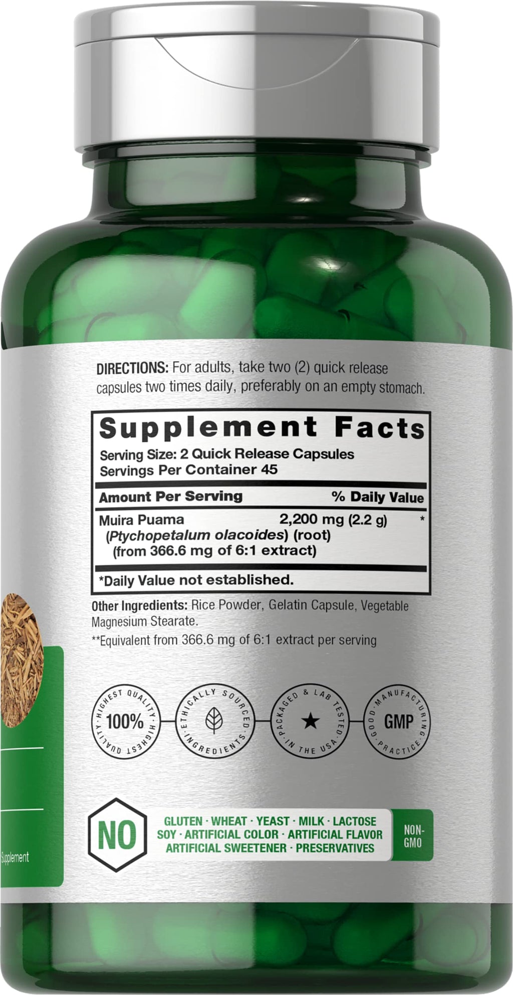 Horbäach Muira Puama Root Extract - 90 Capsules - image 2