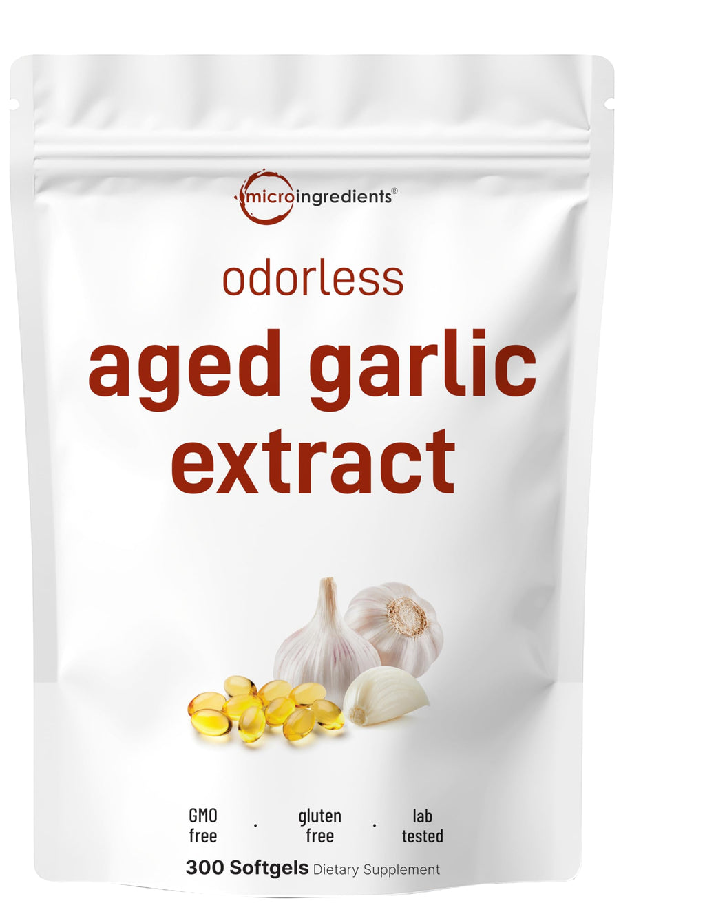 Micro Ingredients Aged Odorless Garlic Extract - 300 Softgels