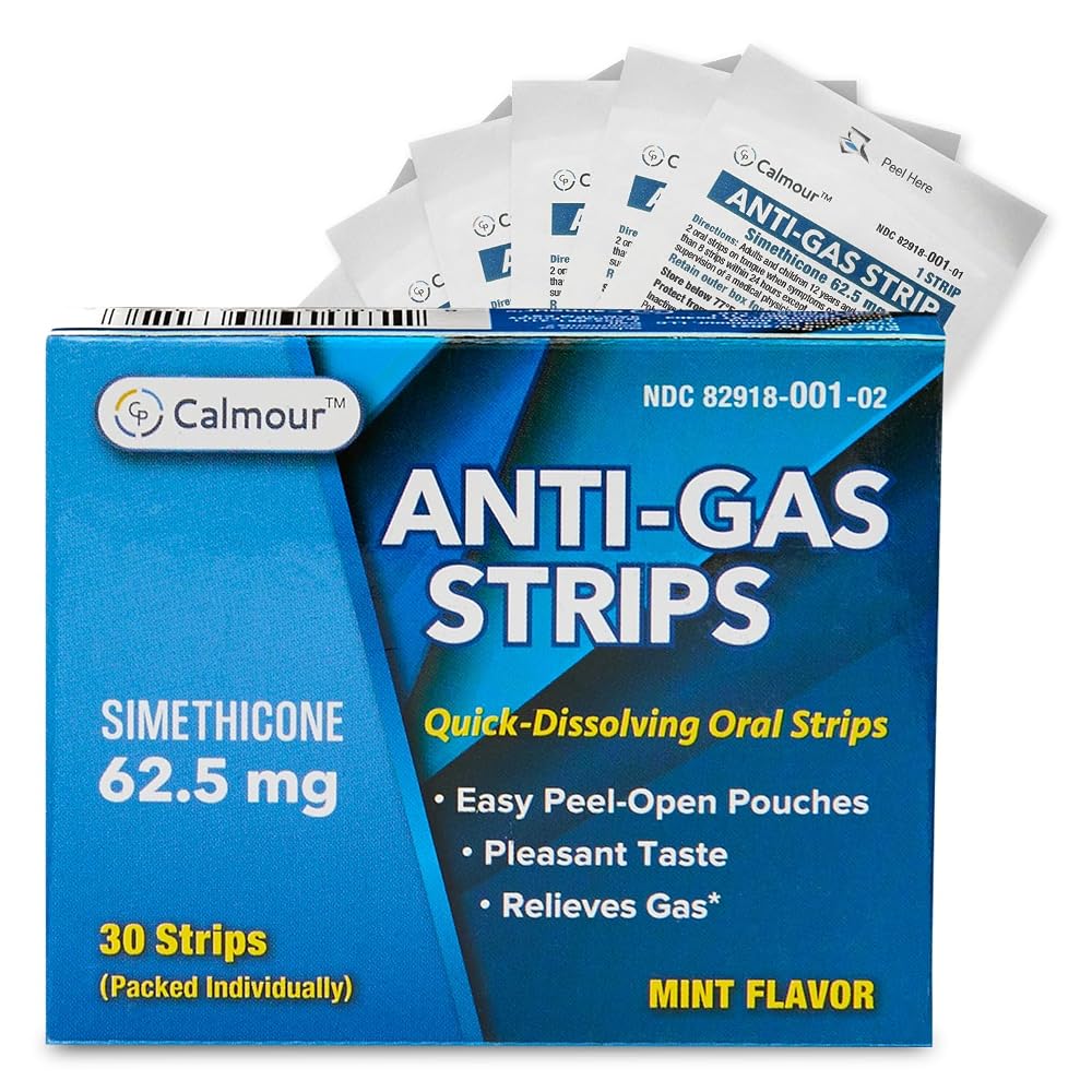 CALMOUR Anti Gas Relief Simethicone Strips Mint - 30 Strips