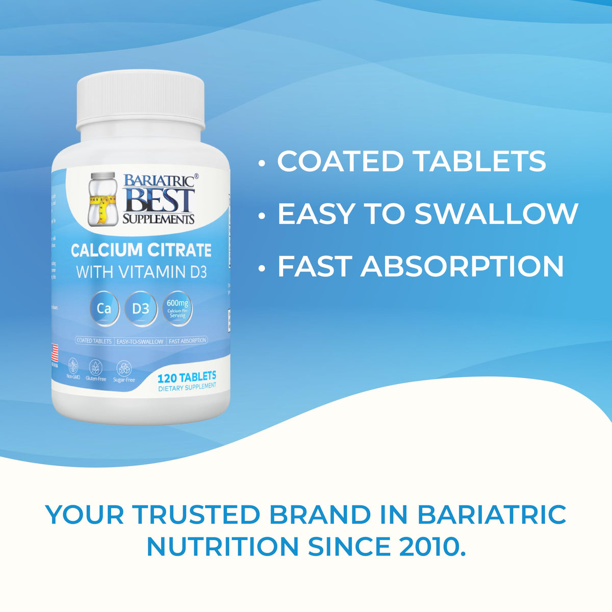 Bariatric Best Calcium Citrate with Vitamin D3 600mg - 120 Tablets - image 7