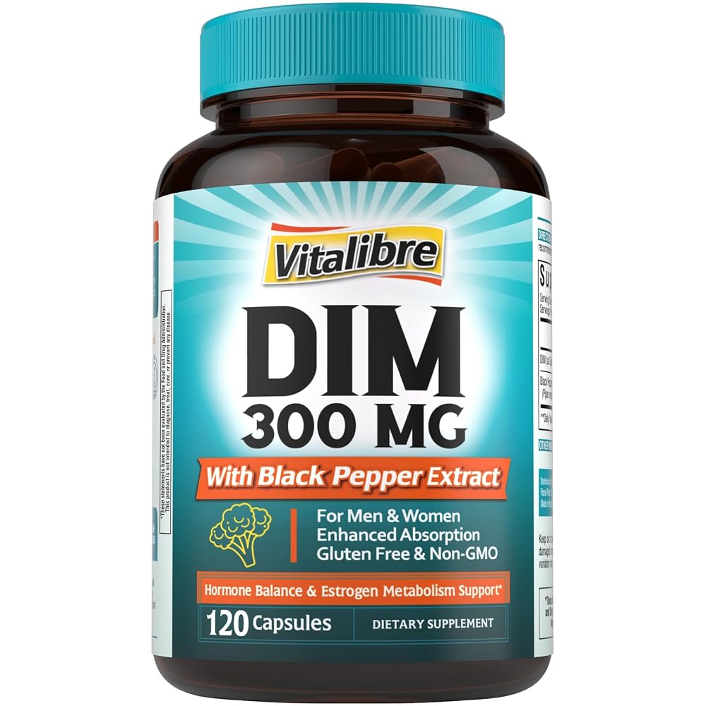 Vitalibre DIM Supplement 300 mg Hormone Balance - 120 Capsules