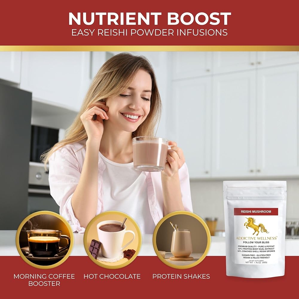 Addictive Wellness Reishi Mushroom + Spores Powder - 50g - image 4