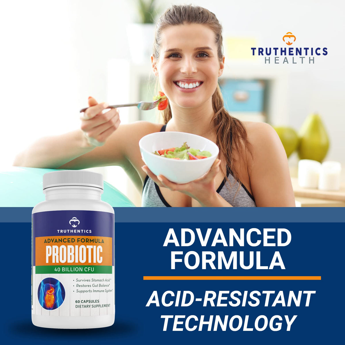 TRUTHENTICS Probiotic 40 Billion CFU with Prebiotic - 60 Capsules - image 5