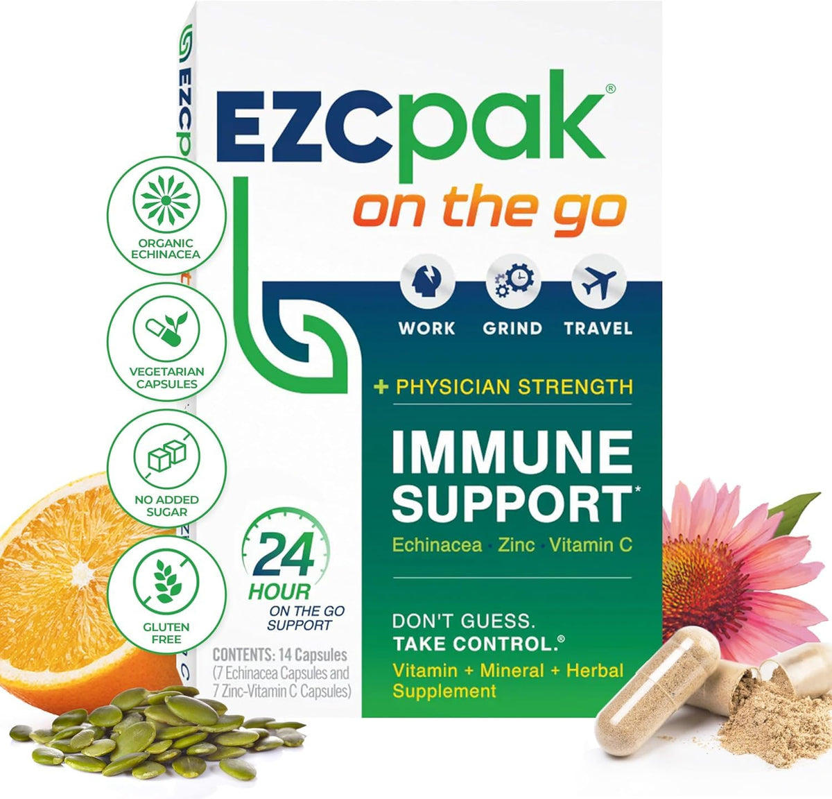 EZC Pak On The Go Immune System Booster with Echinacea