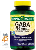 LUAL GABA 750mg Capsules for Sleep Support - 100 Capsules