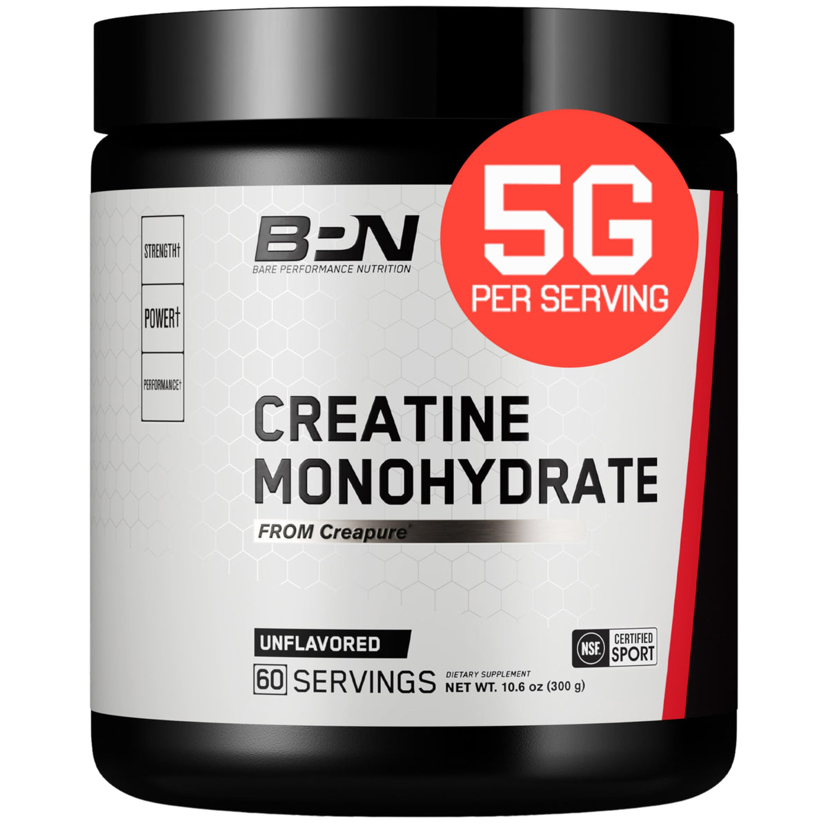 BARE PERFORMANCE NUTRITION Pure Creatine Monohydrate Powder - 60 Servings