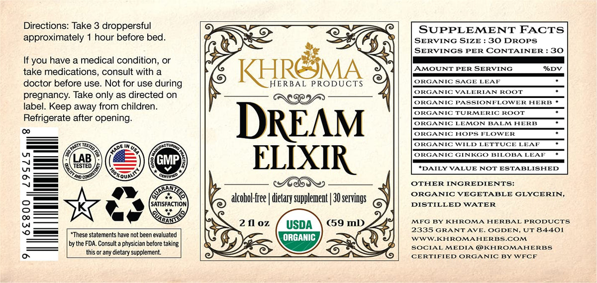 Khroma Herbal Products Dream Elixir Organic Liquid - 30 Servings - image 2
