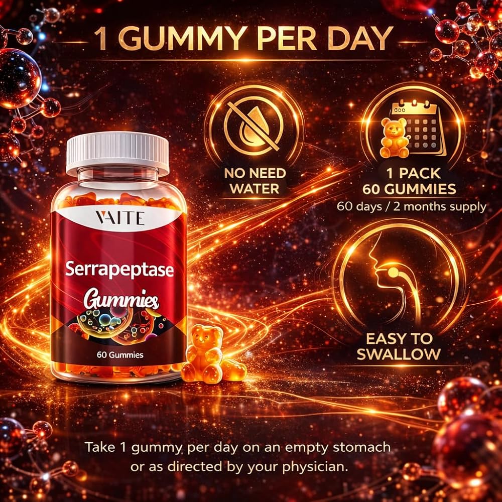 VAITE Serrapeptase 120,000 SPU Proteolytic Enzyme - 60 Gummies - image 4