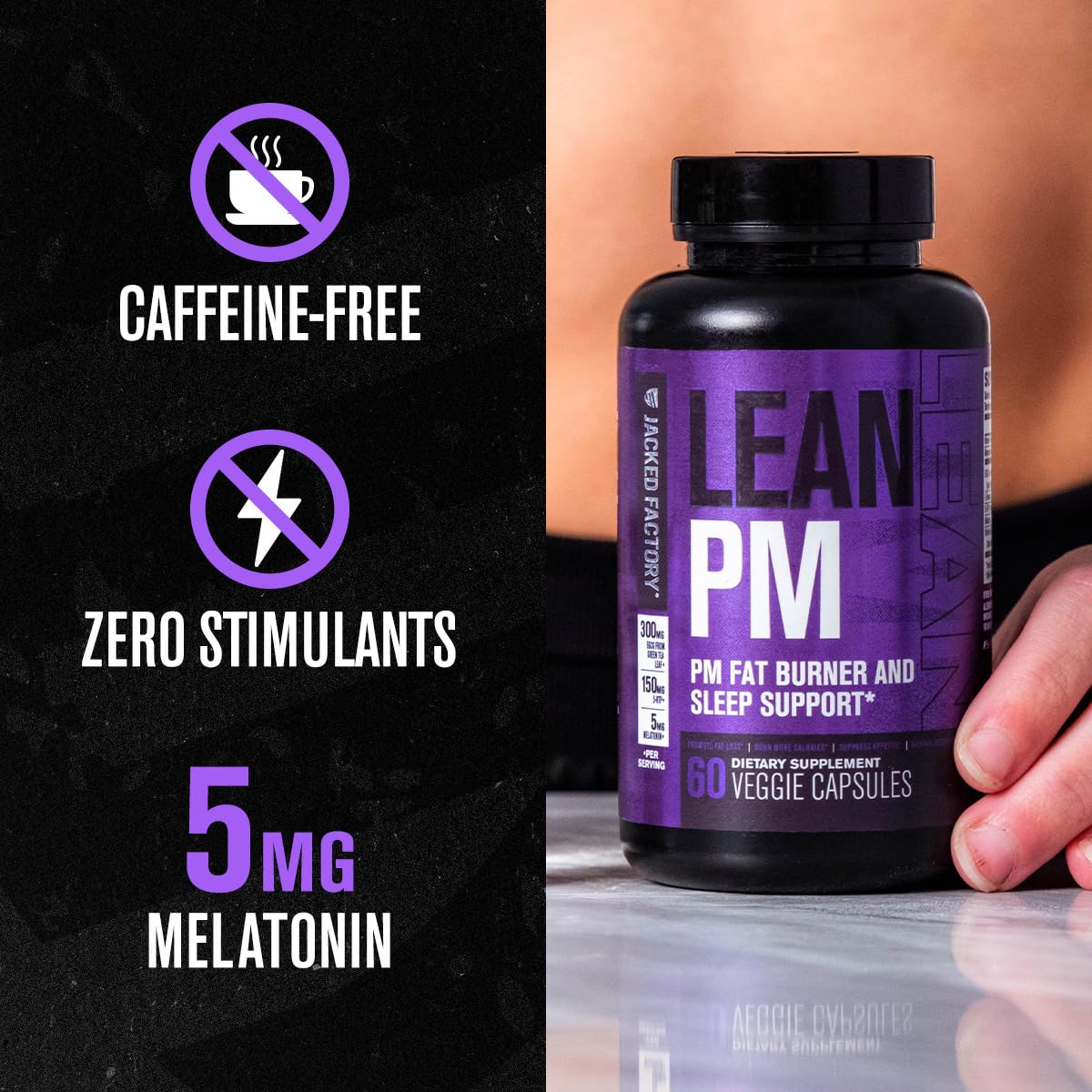 Jacked Factory Lean PM Night Time Fat Burner Sleep Aid - 60 Capsules - image 3