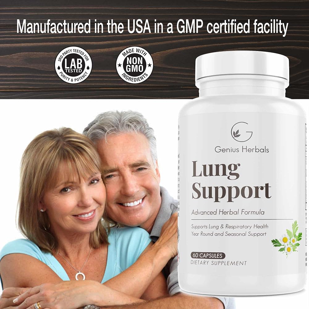 GENIUS HERBALS Lung Support Capsules for Breathing - 60 Capsules - image 4