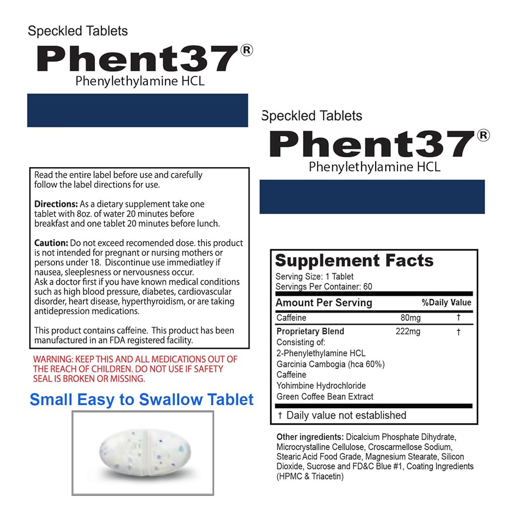 Vitamart Phent37 Phenylethylamine HCL Weight Management - 60 Tablets - image 5