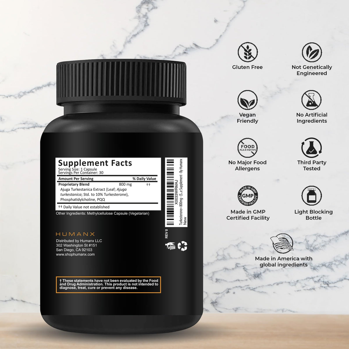 HUMANX Turkesterone+ 800mg Muscular Development - 30 Capsules - image 2