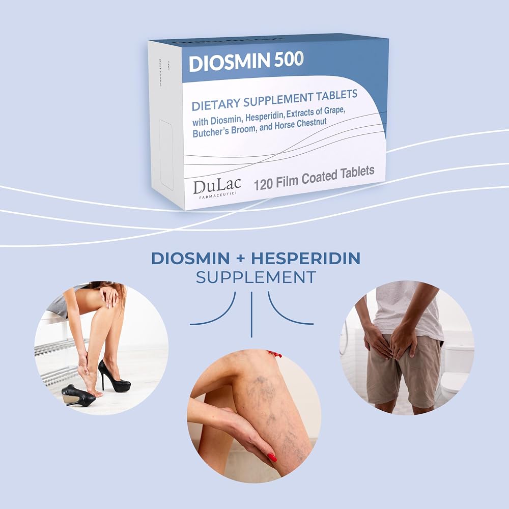 DULÀC Diosmin 500 Leg Circulation Support - 120 Tablets - image 3