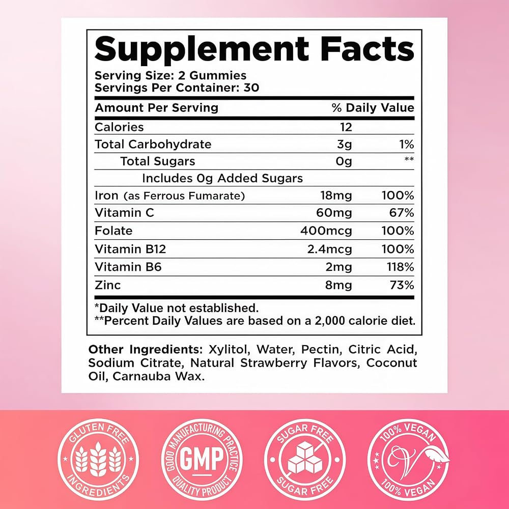 CFILIHTC Iron Gummies for Women & Men - Iron Supplement with Vitamin