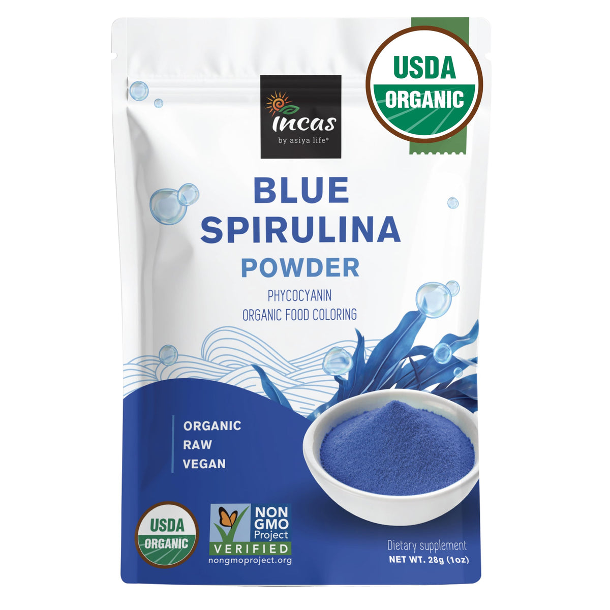 INCAS USDA Organic Blue Spirulina Powder Phycocyanin Extract