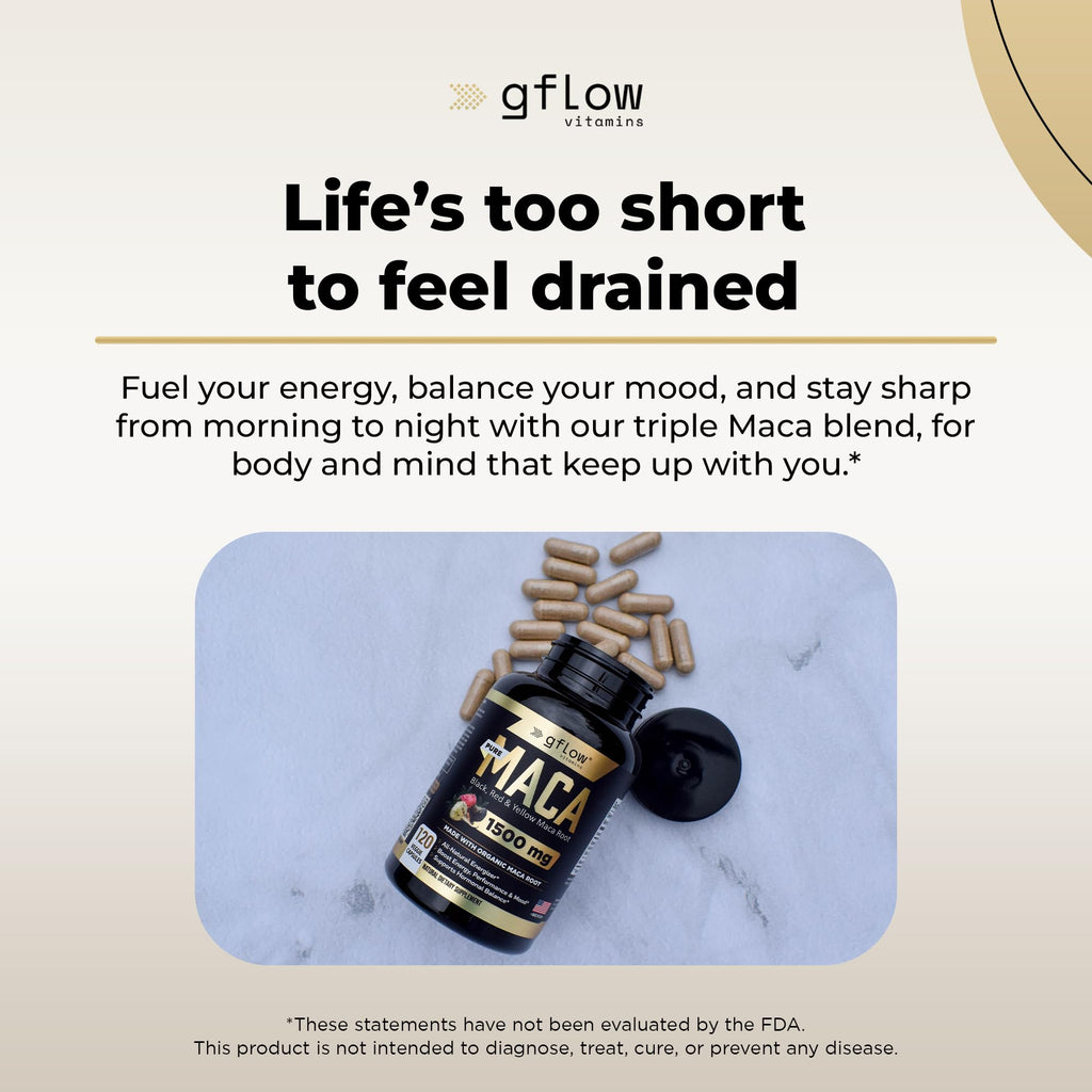 gflow vitamins Organic Maca Root Capsules for Energy & Performance - image 5