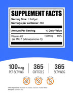 BulkSupplements Vitamin K2 MK7 Softgels - 365 Count - image 2
