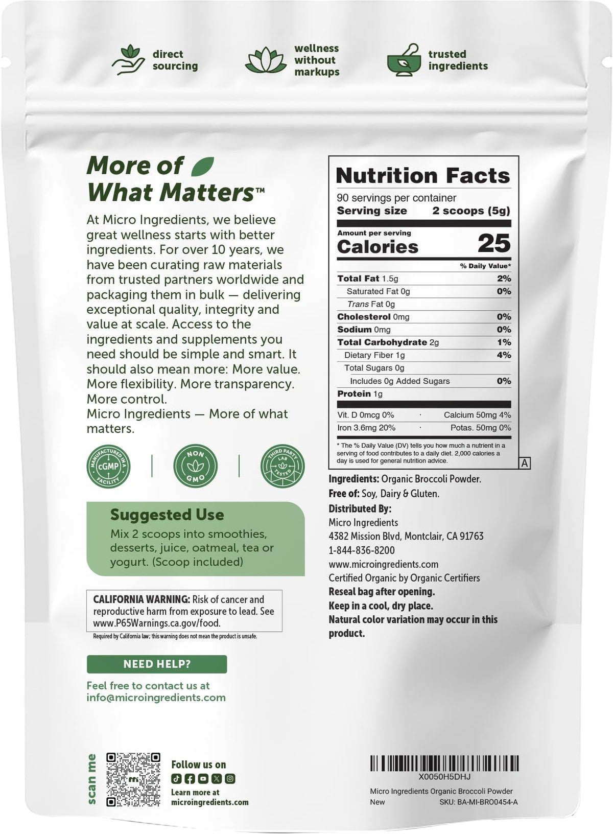 Micro Ingredients Organic Broccoli Powder - 1 lb - image 7
