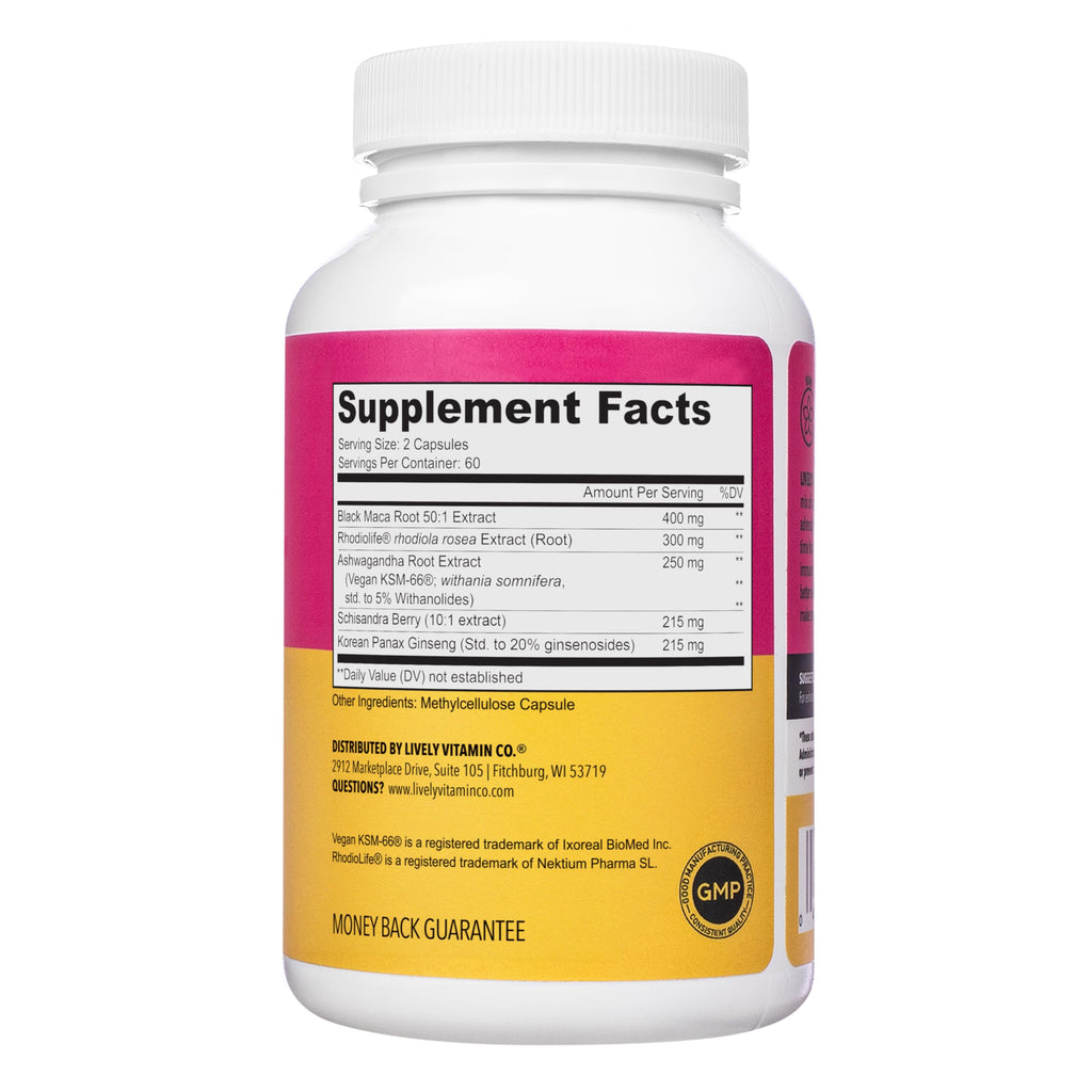 LIVELY VITAMIN CO Adrenal Boost Ashwagandha - 120 Vegetarian Capsules - image 2