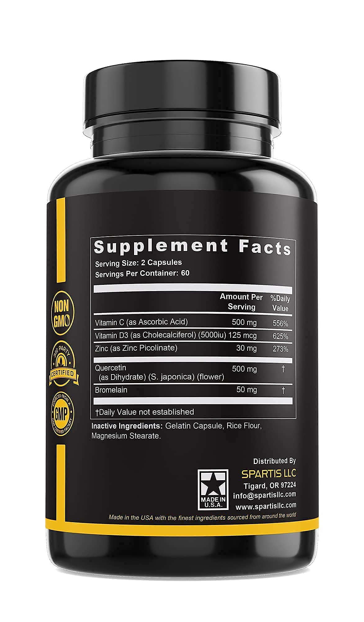 SPARTIS Zinc Quercetin 500mg with Vitamin C & D3 - 120 Capsules - image 6