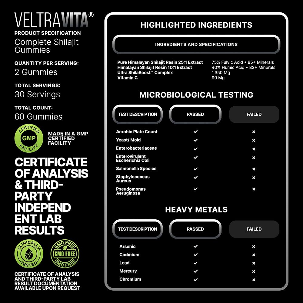 VeltraVita 23-in-1 Himalayan Shilajit Gummies - 60 Gummies - image 8