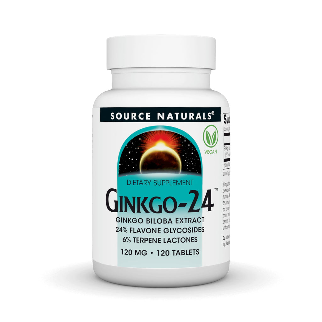 Source Naturals Ginkgo-24 Ginkgo Biloba Extract 120 mg - 120 Tablets