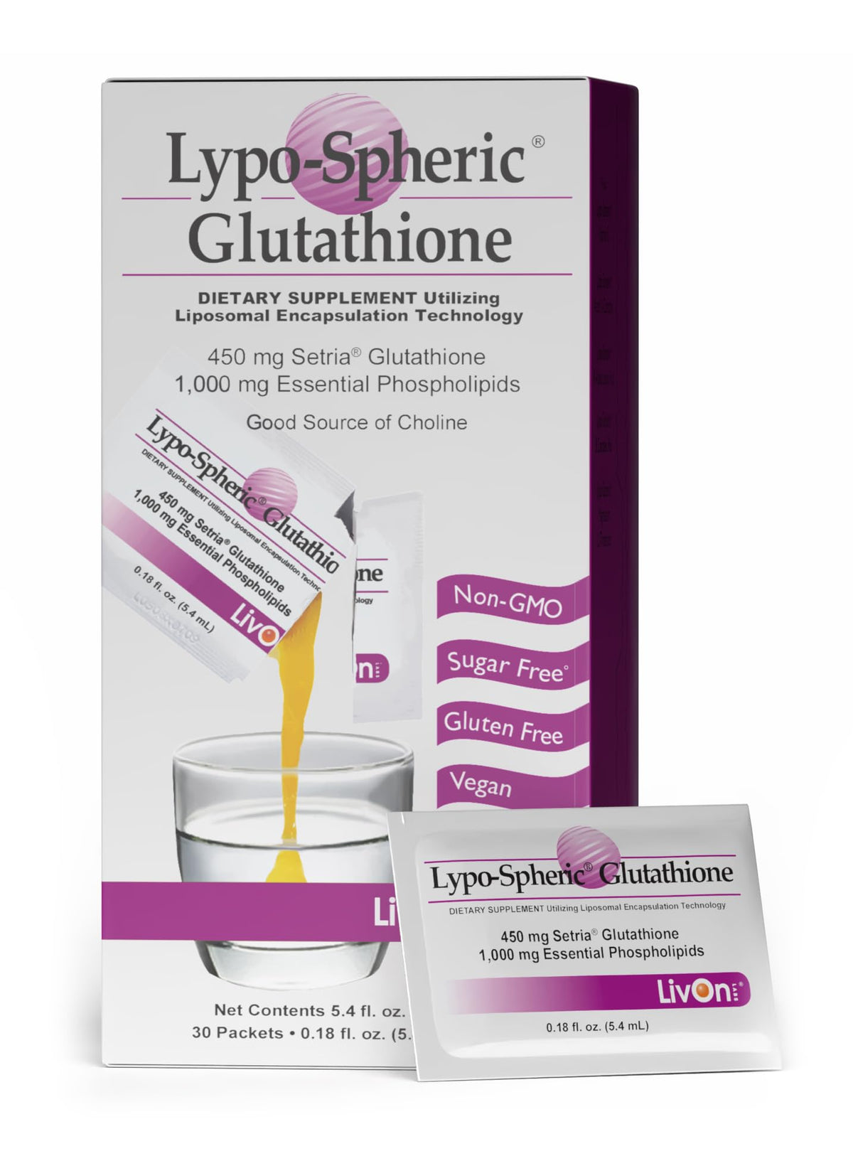 LivOn Laboratories Lypo-Spheric Glutathione - 450 mg Glutathione Per