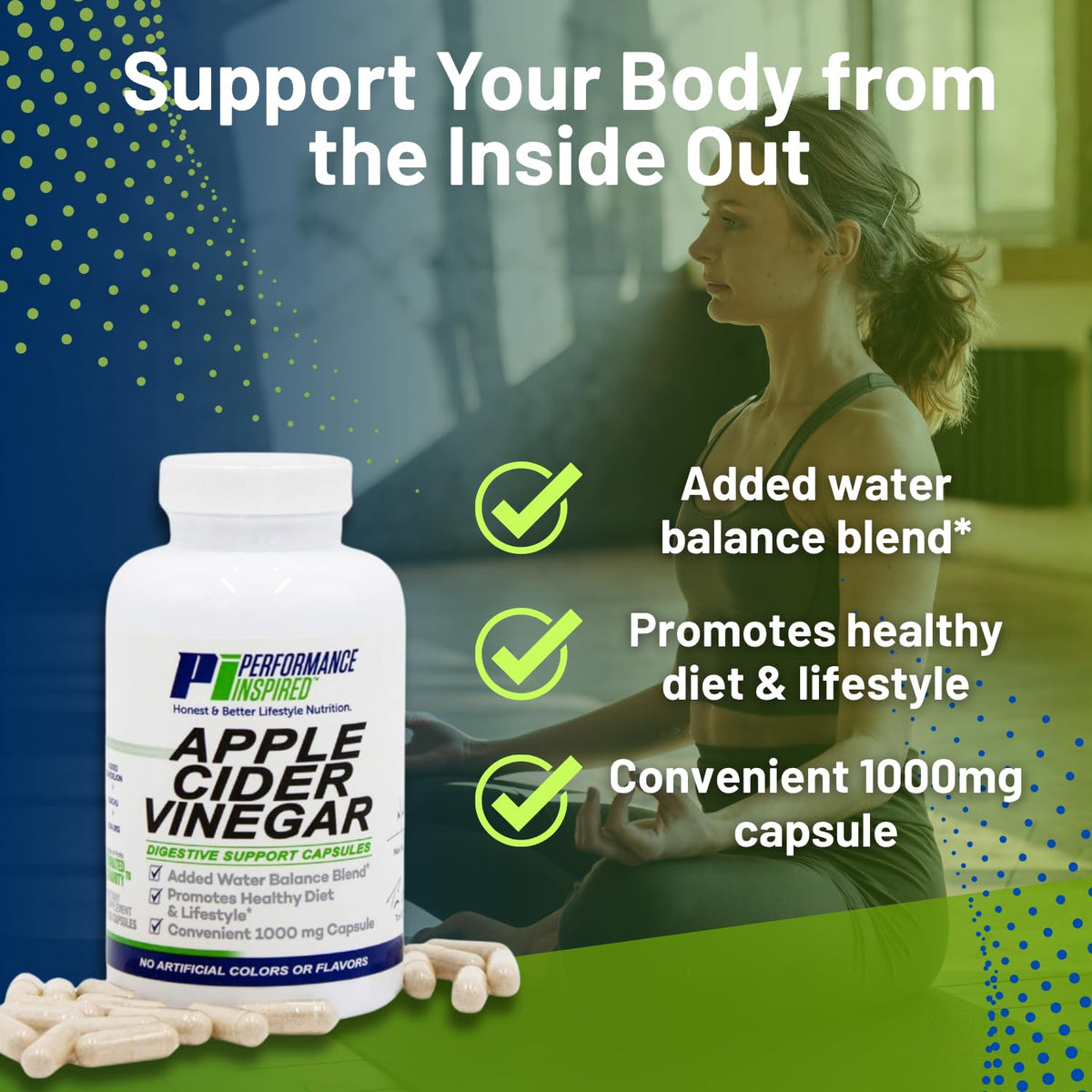 PERFORMANCE INSPIRED Apple Cider Vinegar 1000mg - 180 Capsules - image 2