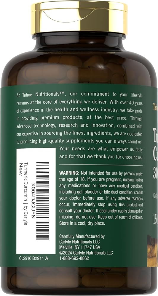 Tahoe Nutritionals Turmeric Curcumin - 150 Capsules - image 3