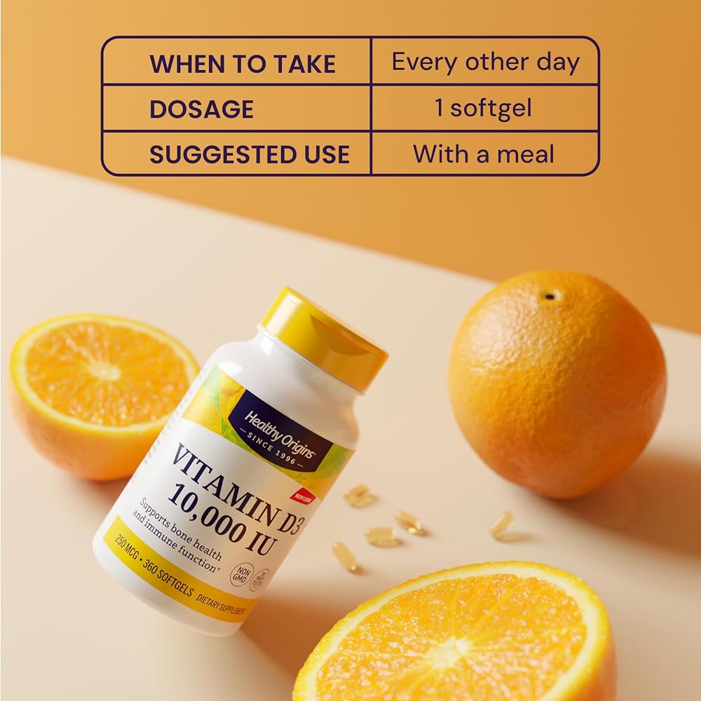 Healthy Origins Vitamin D3 10,000 IU - 120 Softgels - image 5