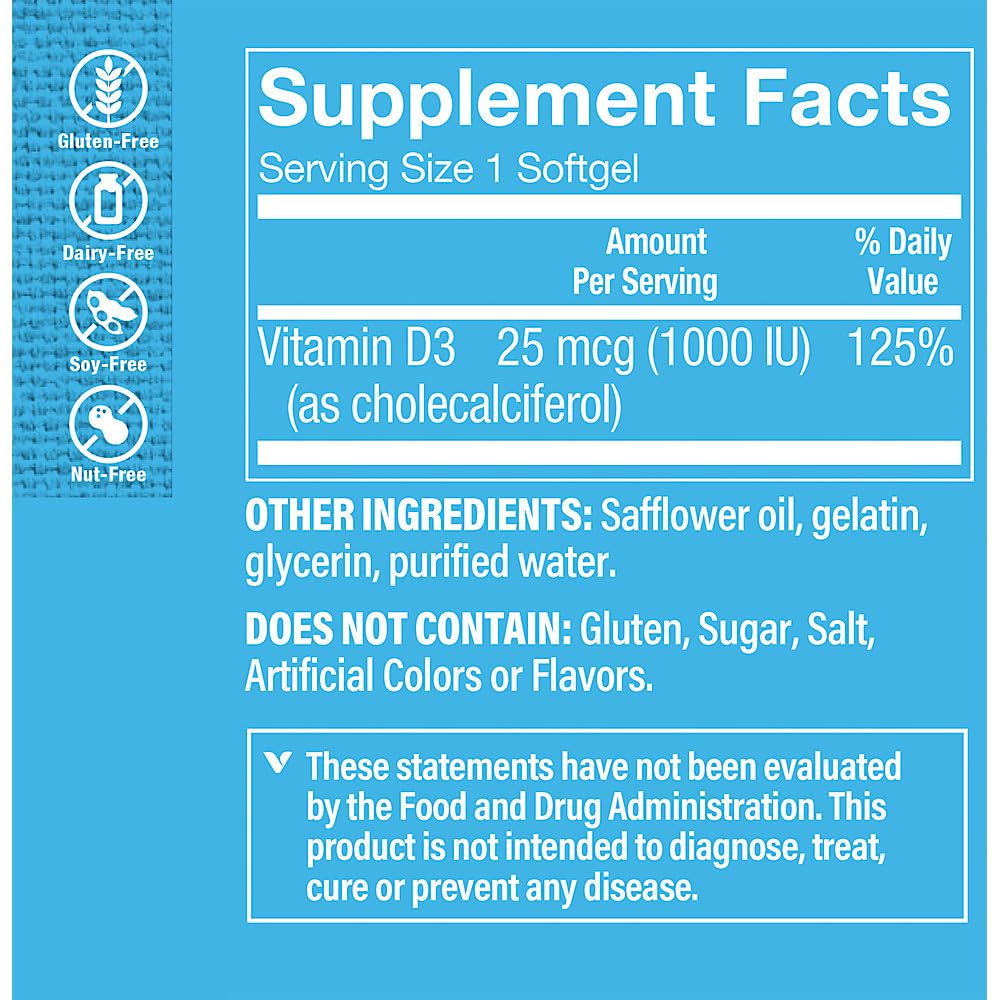 The Vitamin Shoppe Vitamin D3 1000 IU Softgels - 200 Softgels - image 2
