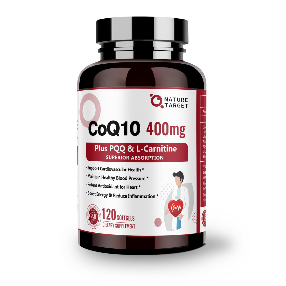 NATURE TARGET CoQ10 400mg with PQQ & Omega-3s - 120 Softgels