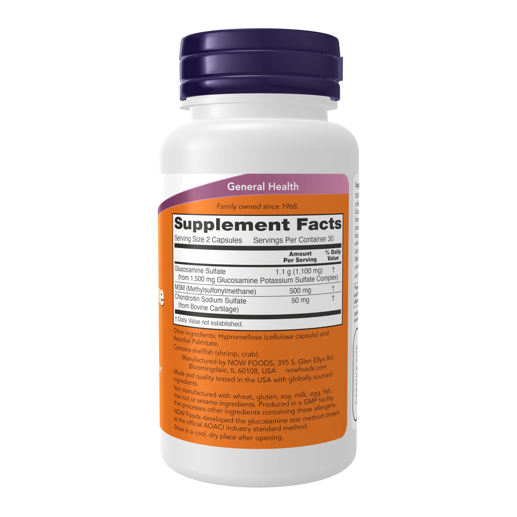 NOW Glucosamine & MSM plus Chondroitin Sulfate - 60 Vegetarian Capsules - image 2