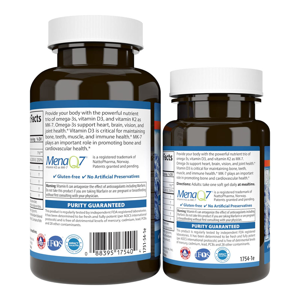 Carlson Elite Omega-3 Plus D3 & K2 (MK-7) - 60 Softgels - image 3