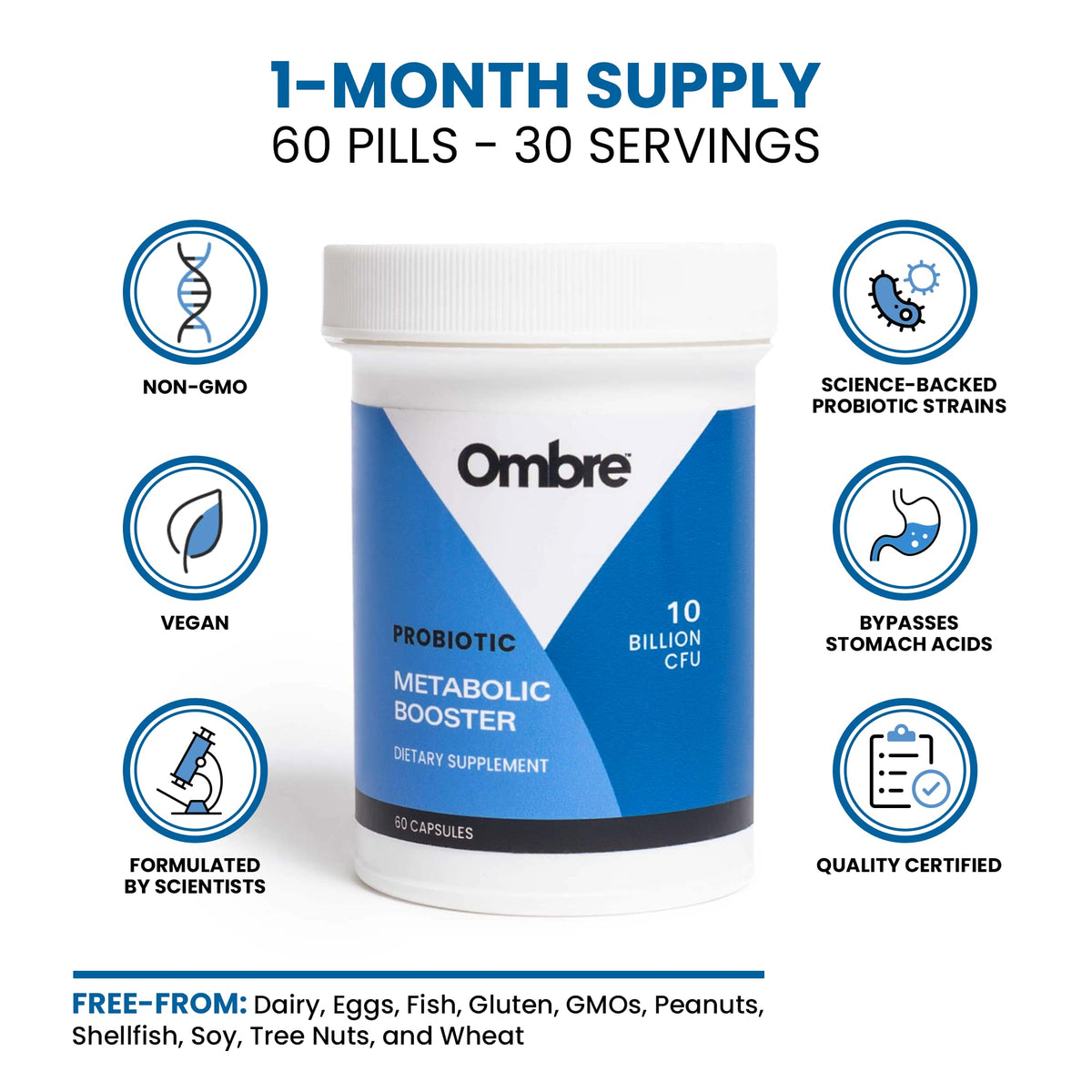Ombre Metabolic Booster Probiotic - 10 Billion CFU - 30 Servings - image 3