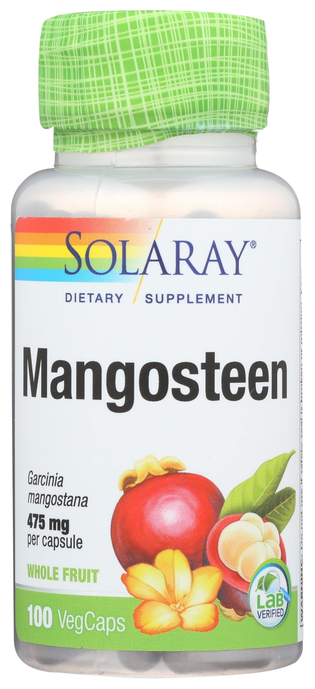 SOLARAY Mangosteen Fruit 475mg Vegetarian Capsules - 100 Count