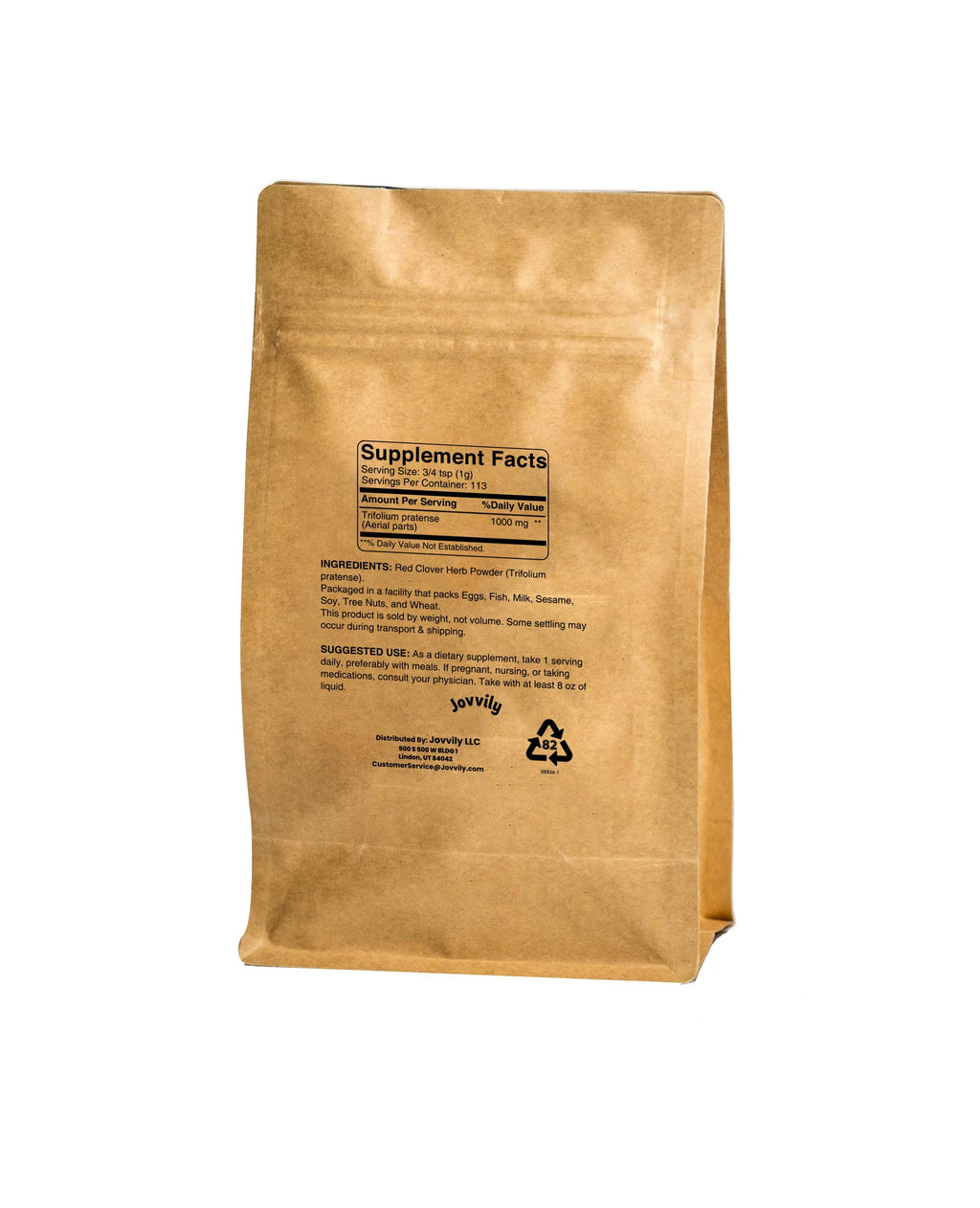 Jovvily Red Clover Herb Powder - Always Pure - No Fillers Or