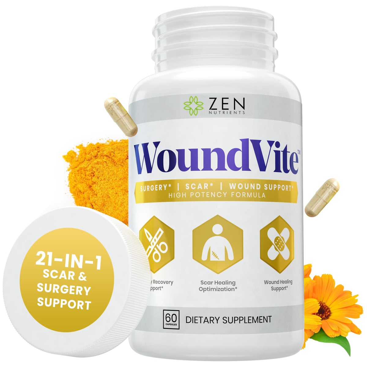 Zen Nutrients WoundVite Pre & Post Surgery Support - 60 Vegan Capsules