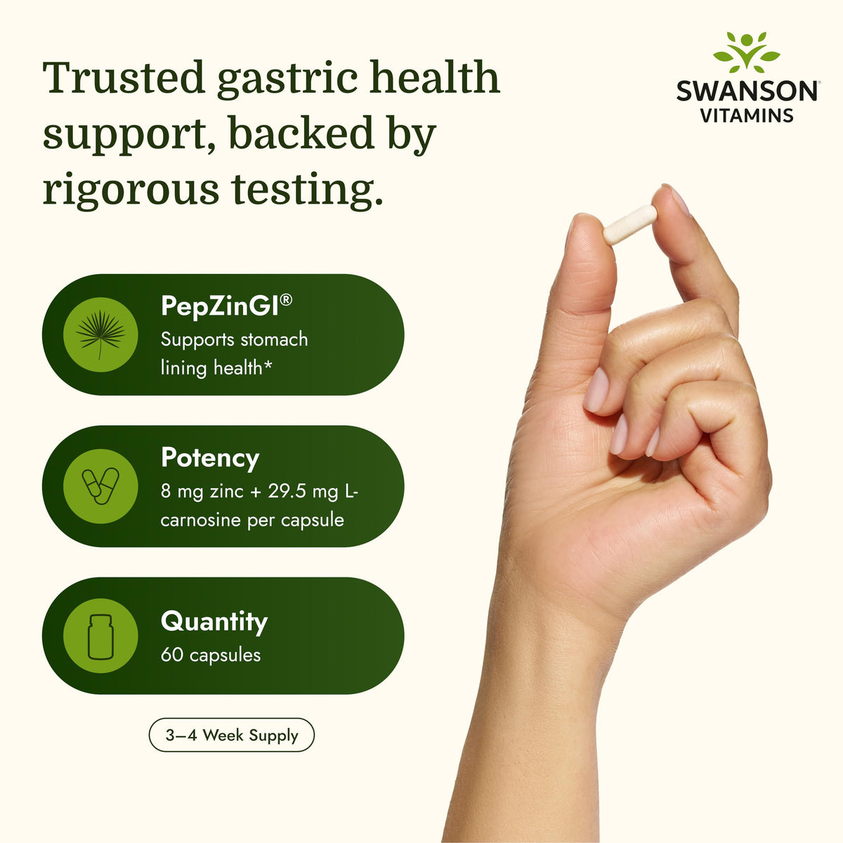 Swanson Ultra Zinc Carnosine PepZinGI Gastric Health - 60 Capsules - image 3