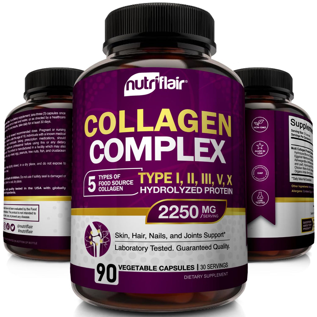 NutriFlair Multi Collagen Peptides 2250mg - 90 Capsules - image 3