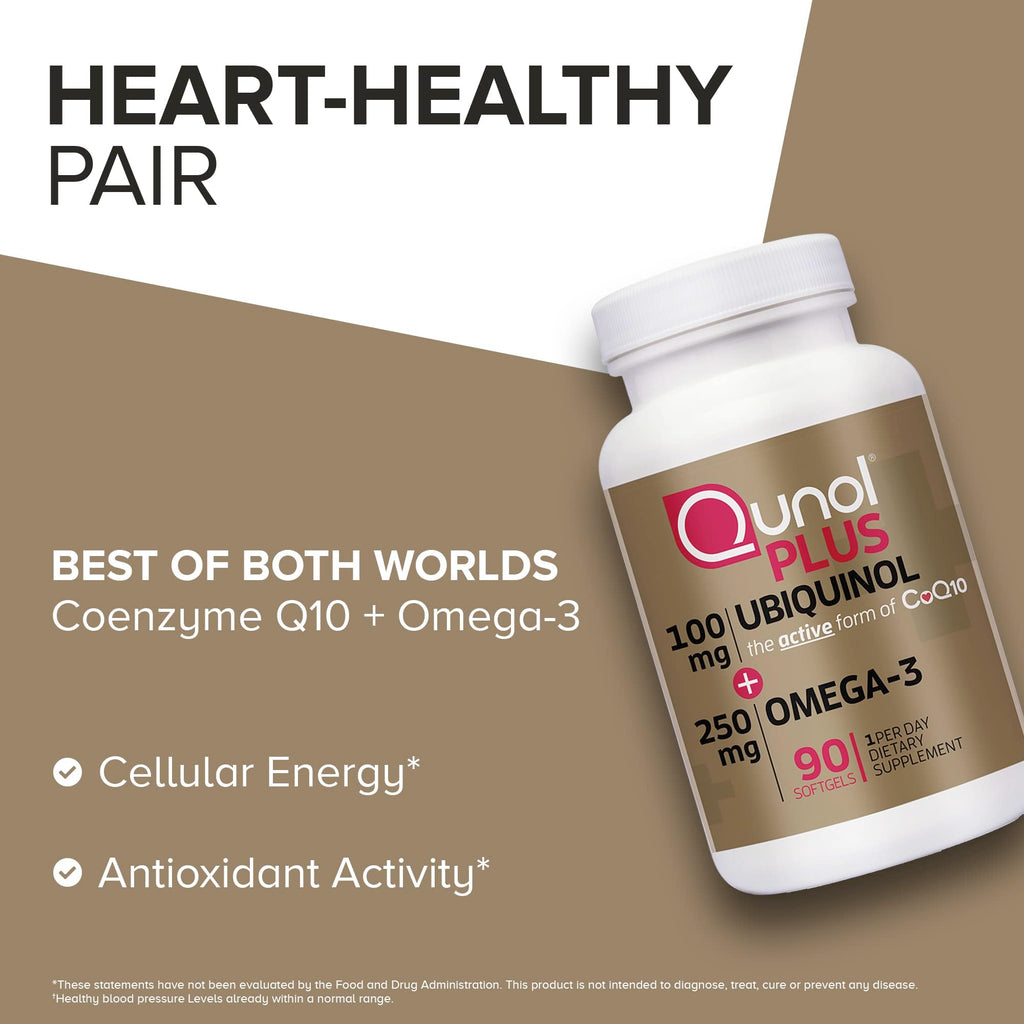 Qunol Plus Ubiquinol CoQ10 100mg with Omega-3 - 90 Softgels - image 6