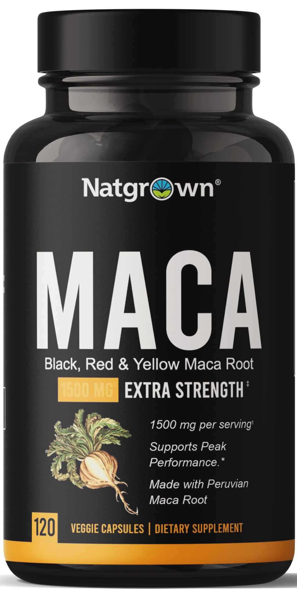 Natgrown Organic Maca Root Powder Capsules - 120 Count